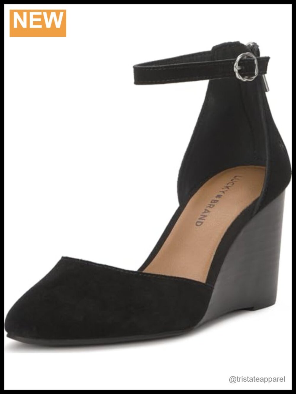 Wedge Sandal Almond Toe Ankle Strap Leather Upper Casual